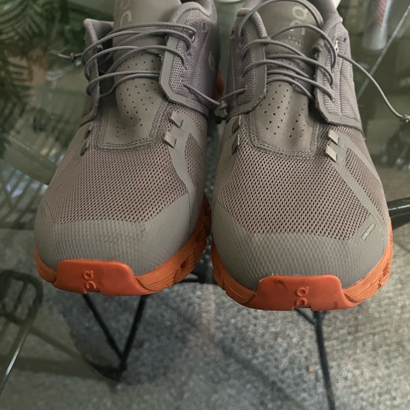 On Running Men's Athletic Shoes in Gray and Orange - Picture 3 of 7